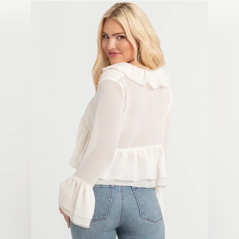 Jessica Simpson Cream Ruffle Blouse - Picture 3 of 9